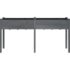 Odlingslåda med foder grå 161x45x76 cm massivt granträ