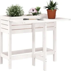 Odlingslåda med hopfällbar ovansida vit massiv furu