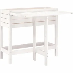 Odlingslåda med hopfällbar ovansida vit massiv furu