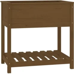 Odlingslåda med hylla honungsbrun 82,5x54x81 cm massiv furu