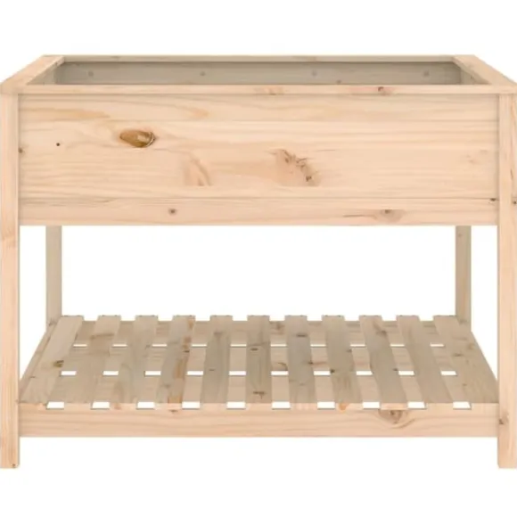 Odlingslåda med hylla i massiv furu - Ergonomisk och stabil | Storlek: 111,5x111,5x81 cm