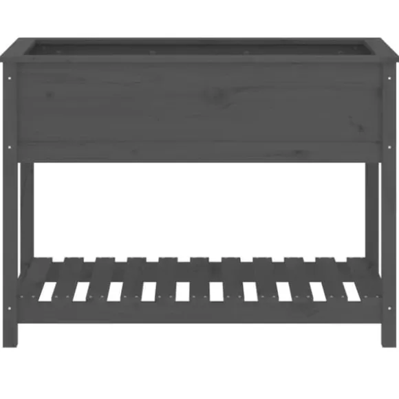 Odlingslåda med hylla i massiv furu - Ergonomisk och stabil | Färg: Grå | Storlek: 111,5x54x81 cm
