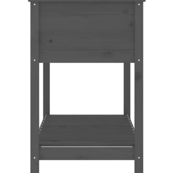 Odlingslåda med hylla i massiv furu - Ergonomisk och stabil | Färg: Grå | Storlek: 111,5x54x81 cm