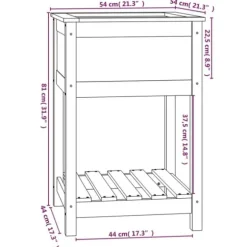 Odlingslåda med hylla i massiv furu - Elegant design | Färg: Honungsbrun | Storlek: 54x54x81 cm