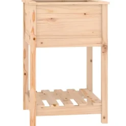 Odlingslåda med hylla i massiv furu - Ergonomisk och praktisk | Storlek: 54x54x81 cm | Färg: Natur