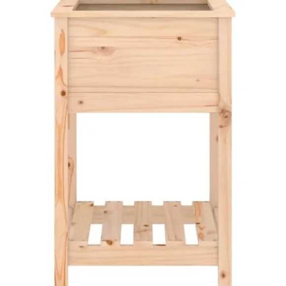 Odlingslåda med hylla i massiv furu - Ergonomisk och praktisk | Storlek: 54x54x81 cm | Färg: Natur