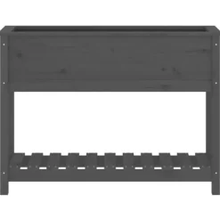 Odlingslåda med hylla i massiv furu - Ergonomisk och stabil | Färg: Grå | Storlek: 111,5x34,5x81 cm