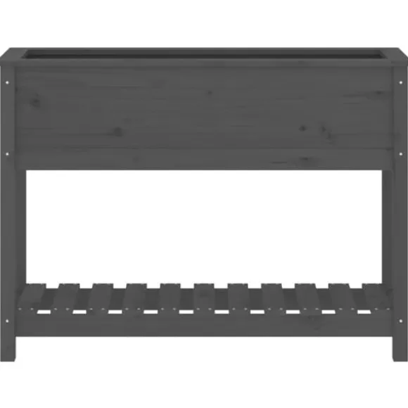 Odlingslåda med hylla i massiv furu - Ergonomisk och stabil | Färg: Grå | Storlek: 111,5x34,5x81 cm