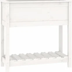 Odlingslåda med hylla vit 82,5x34,5x81 cm massiv furu