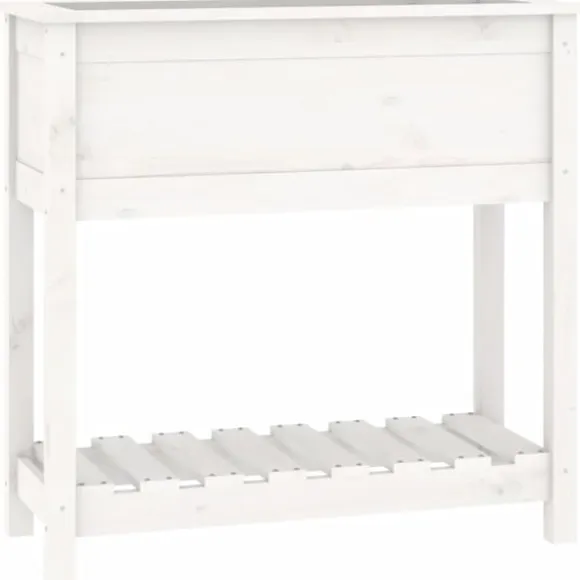 Odlingslåda med hylla vit 82,5x34,5x81 cm massiv furu