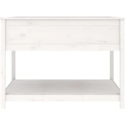 Odlingslåda med hylla vit 111,5x111,5x81 cm massiv furu - Odlingslåda Upphöjd - Odlingslådor Upphöjda - Home & Living