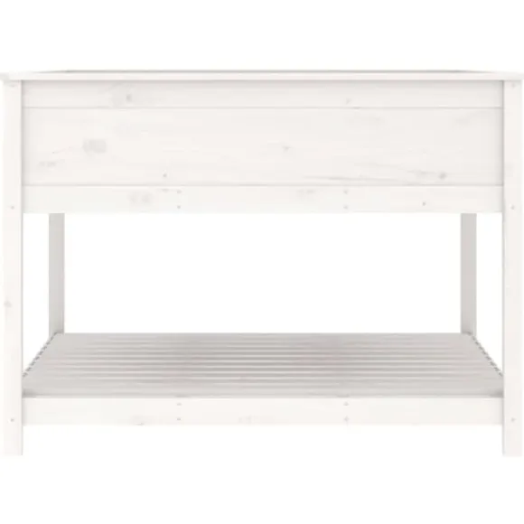 Odlingslåda med hylla vit 111,5x111,5x81 cm massiv furu - Odlingslåda Upphöjd - Odlingslådor Upphöjda - Home & Living