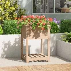 Odlingslåda med hylla 54x54x81 cm massiv furu