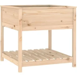 Odlingslåda med hylla 82,5x82,5x81 cm massiv furu