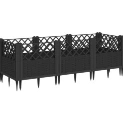 Odlingslåda med piggar svart 123,5x43,5x43,5 cm PP