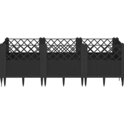 Odlingslåda med piggar svart 123,5x43,5x43,5 cm PP