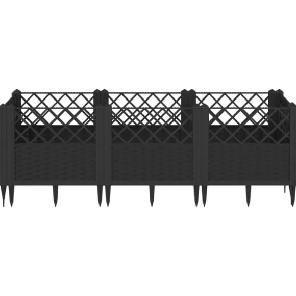 Odlingslåda med piggar svart 123,5x43,5x43,5 cm PP