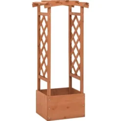 Odlingslåda med spaljébåge i granträ - Perfekt för klätterväxter | Storlek: 49x39x117 cm