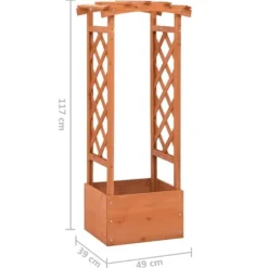 Odlingslåda med spaljébåge i granträ - Perfekt för klätterväxter | Storlek: 49x39x117 cm