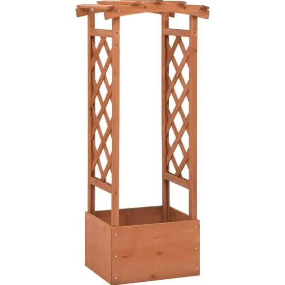 Odlingslåda med spaljébåge 49x39x117 cm granträ