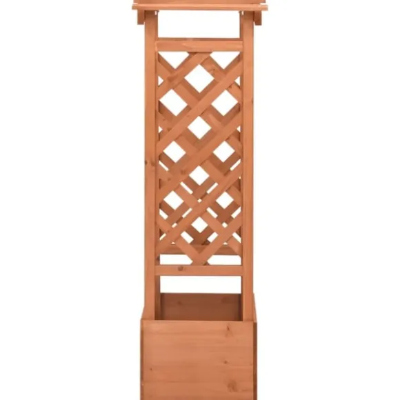 Odlingslåda med spaljébåge 49x39x117 cm granträ