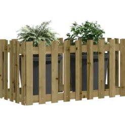 Odlingslåda med staket-design 100x50x70 cm impregnerad furu
