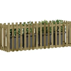 Odlingslåda med staket-design 200x50x70 cm impregnerad furu