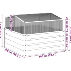 Odlingslåda med växthus av väderbeständigt stål - Planteringslåda | Färg: Stålgrå | Storlek: [ange storlek]
