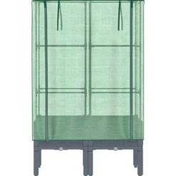 Odlingslåda med växthusöverdrag rottinglook 80x40x140 cm