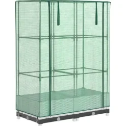 Odlingslåda med växthusöverdrag rottinglook 80x40x123 cm