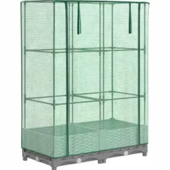 Odlingslåda med växthusöverdrag rottinglook 80x40x123 cm