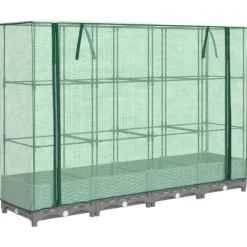Odlingslåda med växthusöverdrag rottinglook 160x40x123 cm
