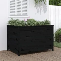 Odlingslåda på ben 119,5x82,5x78 cm svart massiv furu