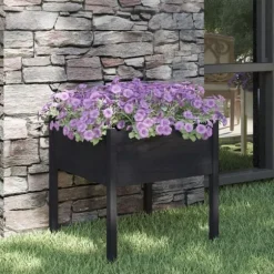 Odlingslåda svart 70x70x70 cm massiv furu