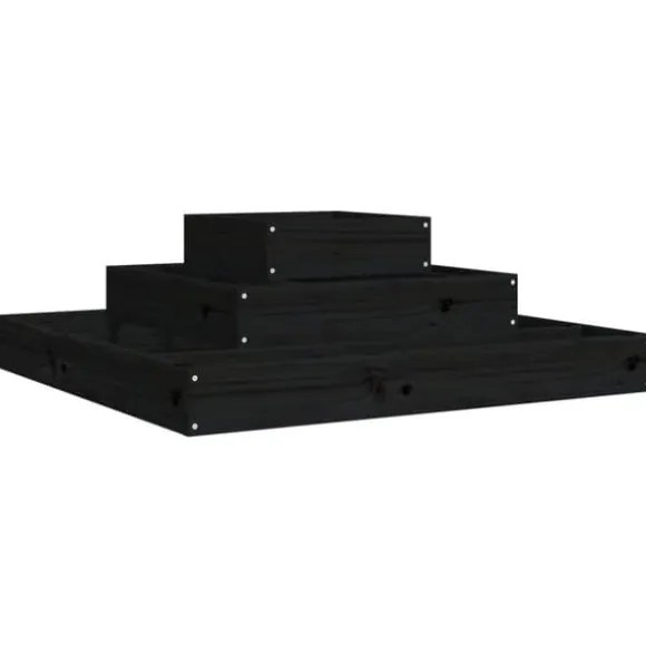 Odlingslåda svart 80x80x27 cm massiv furu - Odlingslåda Upphöjd - Odlingslådor Upphöjda - Home & Living