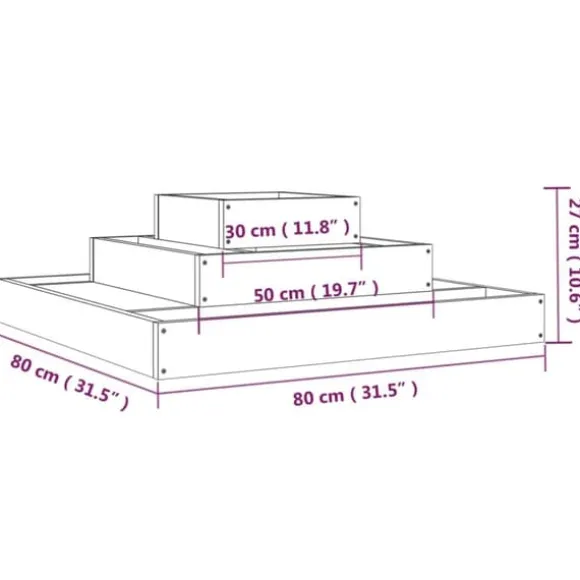 Odlingslåda svart 80x80x27 cm massiv furu - Odlingslåda Upphöjd - Odlingslådor Upphöjda - Home & Living