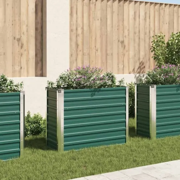 Odlingslåda upphöjd galvaniserat stål 100x40x77 cm grön