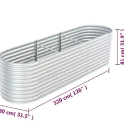 Odlingslåda upphöjd galvaniserat stål 320x80x81 cm silver - Upphöjd Odlingslåda - Upphöjda Odlingslådor - Home & Living