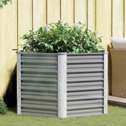 Odlingslåda upphöjd galvaniserat stål 129x129x77 cm grå