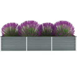 Odlingslåda upphöjd galvaniserat stål 240x80x45 cm grå