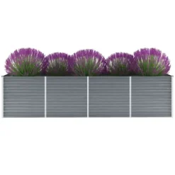Odlingslåda upphöjd galvaniserat stål 320x80x77 cm grå - Odlingslåda - Odlingslådor - Home & Living