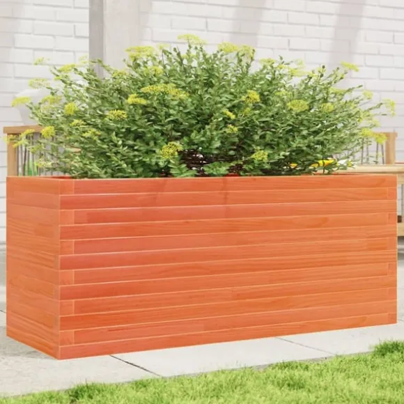 Odlingslåda vaxbrun 110x40x46 cm massiv furu