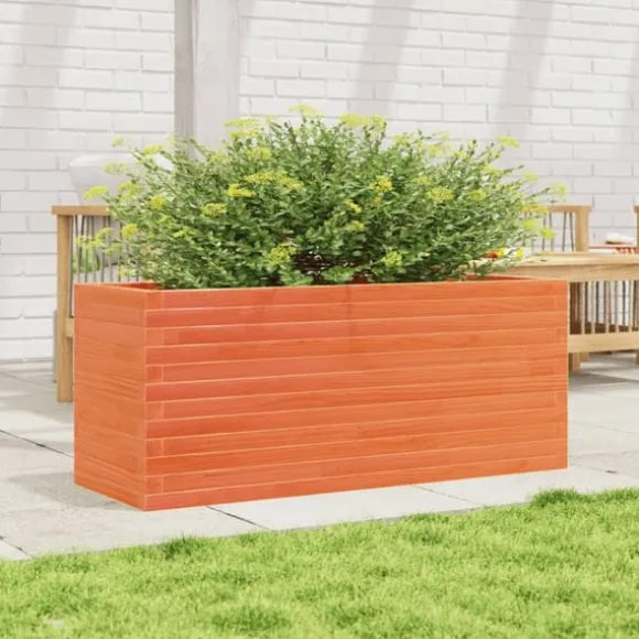 Odlingslåda vaxbrun 110x40x46 cm massiv furu