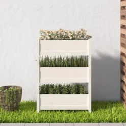 Odlingslåda vit 77x25x104,5 cm massiv furu