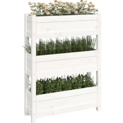 Odlingslåda vit 77x25x104,5 cm massiv furu