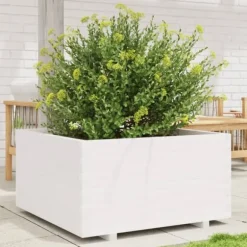 Odlingslåda vit 90x90x49,5 cm massiv furu