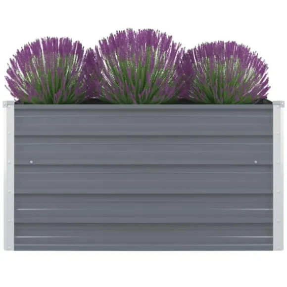 Odlingslåda 100x100x45 cm galvaniserat stål grå