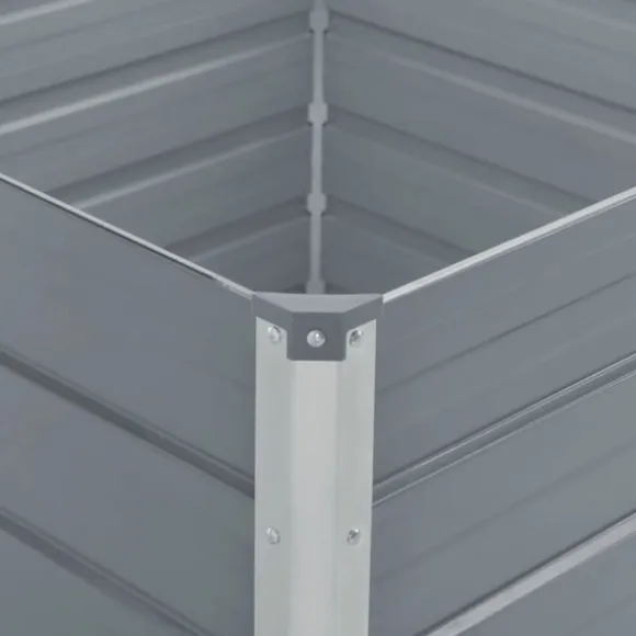 Odlingslåda 100x100x45 cm galvaniserat stål grå