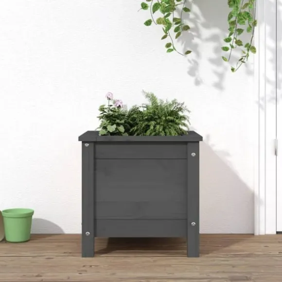 Odlingslåda 40x40x39 cm grå massiv furu