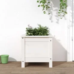 Odlingslåda 40x40x39 cm vit massiv furu